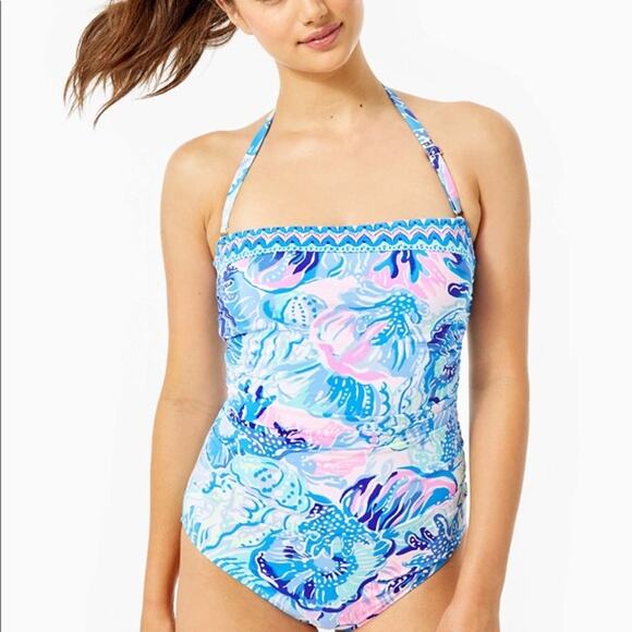Lilly Pulitzer Other - Lilly Pulitzer Justina One-Piece Swimsuit Blue‎ Halter Shade Seekers Sz 8